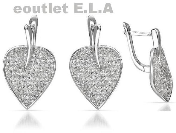 BLING 21x13mm 182-stone CZ LEAF EARRINGS